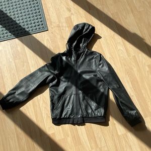 ジャケット・アウター Marc Jacobs leather hoodie Marc by Marc Jacobs Black Leather Hooded Jacket S Marc by